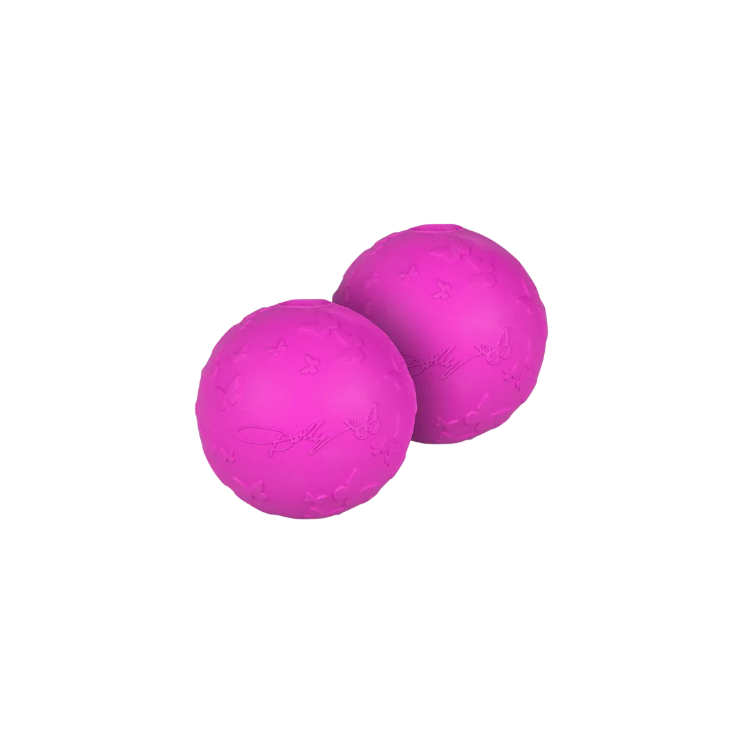 Doggy Parton Pink Butterfly Logo Rubber Ball (2 Pack) - Image 2